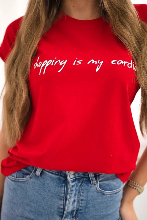 Bluzka Shopping is my cardio czerwona