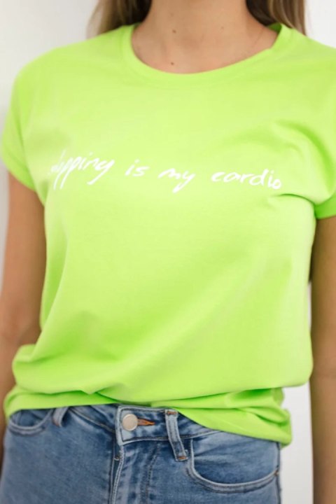Bluzka Shopping is my cardio jasny zielony