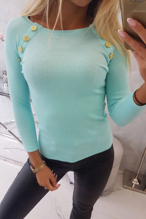 Bluzka z ozdobnymi guzikami miętowa