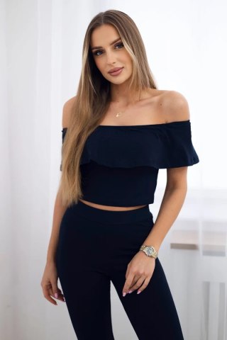 Komplet z falbanką granatowy