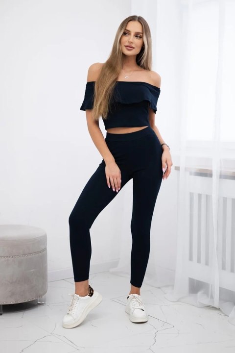 Komplet z falbanką granatowy