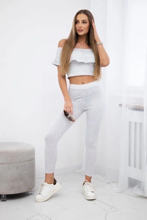 Komplet z falbanką jasno szara