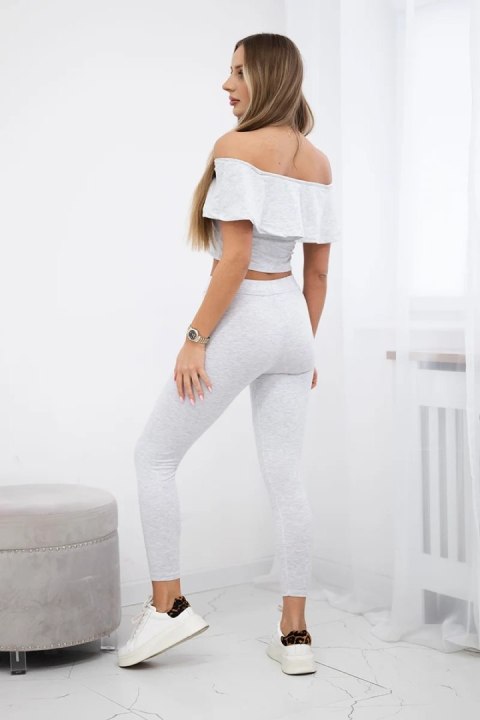 Komplet z falbanką jasno szara