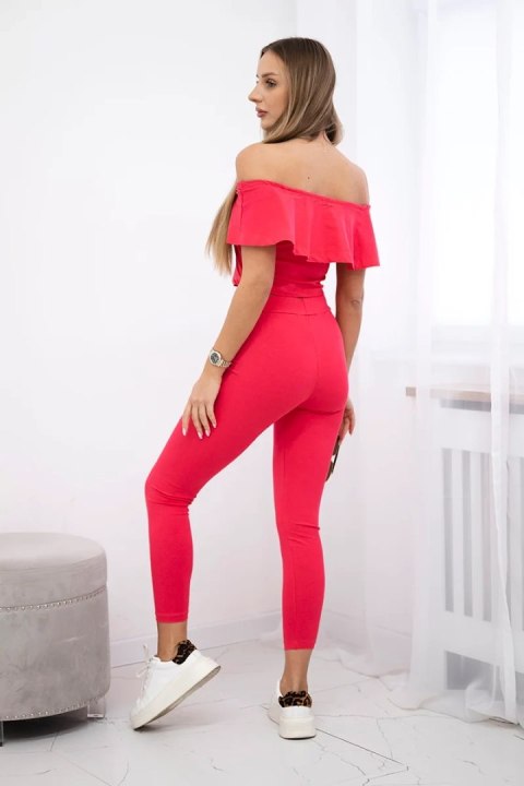 Komplet z falbanką malinowy