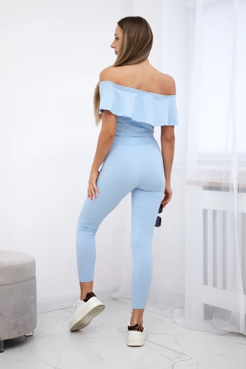 Komplet z falbanką niebieski