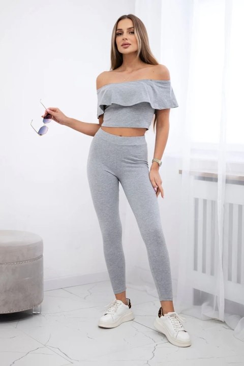 Komplet z falbanką szary