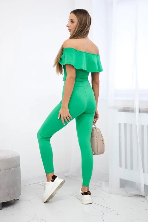 Komplet z falbanką zielony