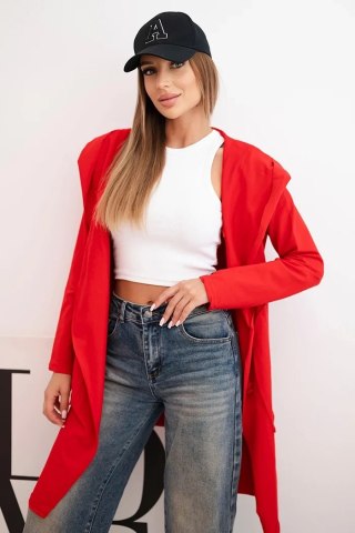 Narzutka z luźnym kapturem czerwona