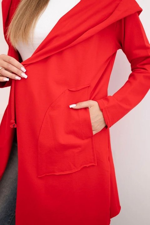 Narzutka z luźnym kapturem czerwona