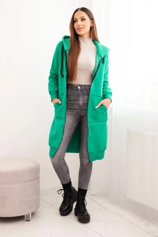 Bluza ocieplana długa z kapturem zielona