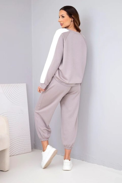 Komplet damski masełkowy z lampasem i ściągaczem fango