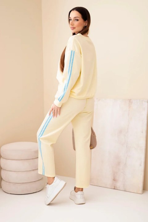 Komplet damski wiskozowy masełko z lampasami żółty