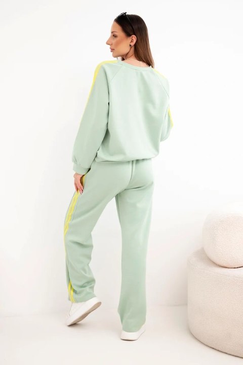 Komplet dresowy damski Masełko z lampasami i luźną bluzą ciemny miętowy