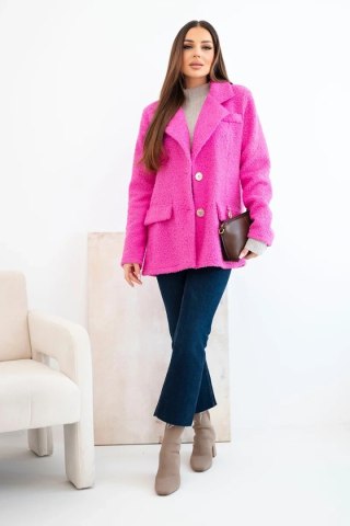 Kurtka damska z miękkiego baranka z kołnierzem różowa