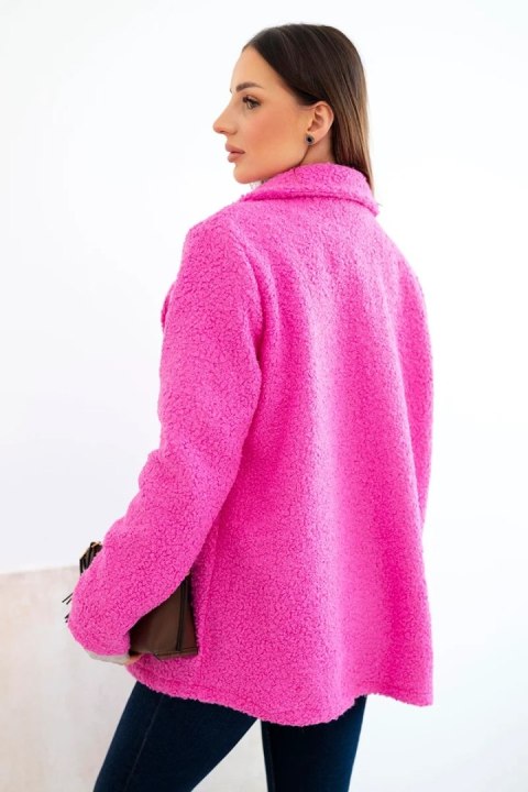Kurtka damska z miękkiego baranka z kołnierzem różowa