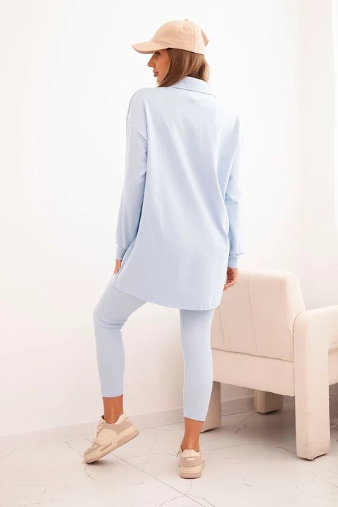 Komplet 3-częściowy bluza, top i legginsy niebieski