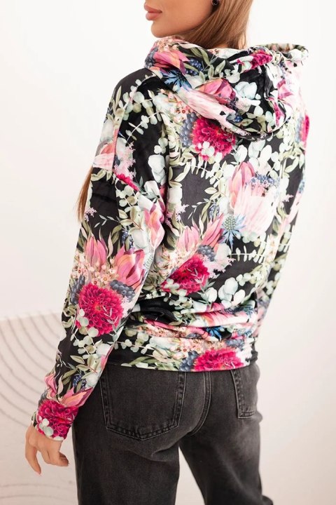 Bluza welurowa z kapturem czarna