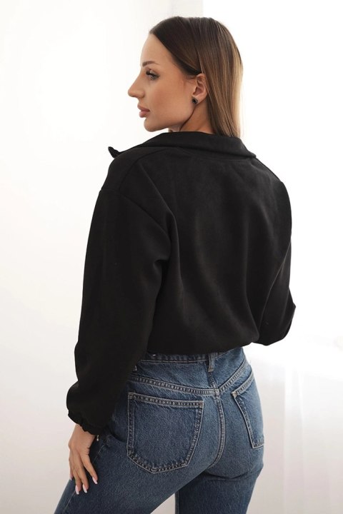 Bluza zamszowa na suwak czarna