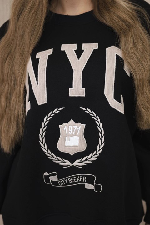 Komplet bawełniany bluza ocieplana + legginsy czarny