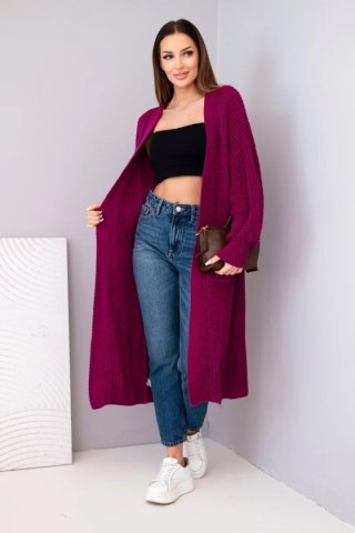 Sweter długi kardigan ciemny fioletowy