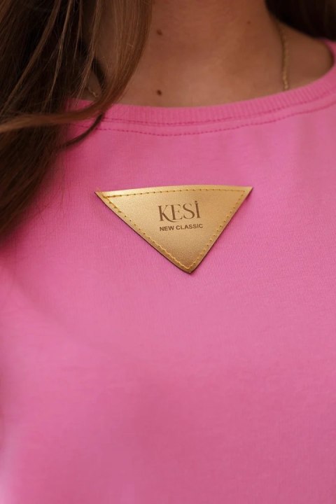 Bluzka bawełniana z falbankami na ramionach jasno różowa