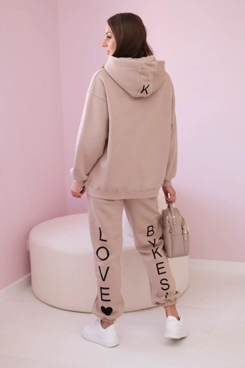 Komplet bawełniany z nadrukiem jasny beżowy