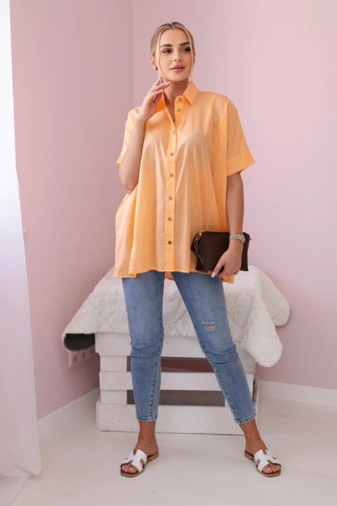 Koszula bawełniana z krótkim rękawem morelowa