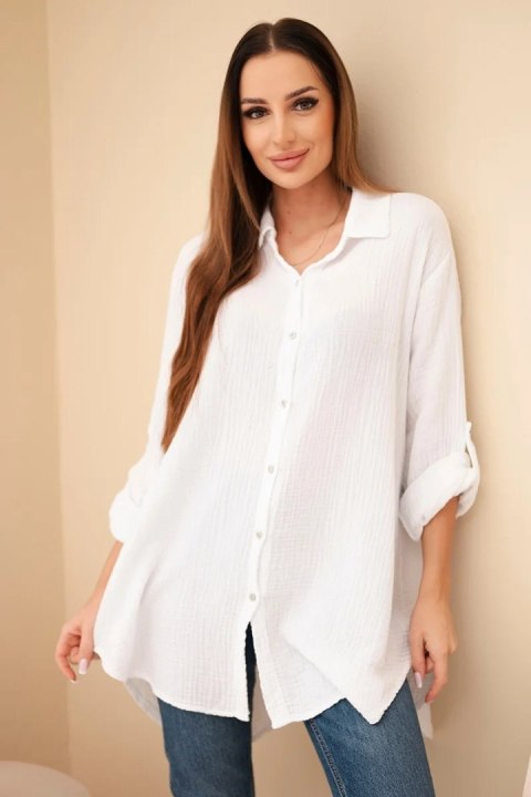 Koszula bawełniana muślinowa Plus Size biała