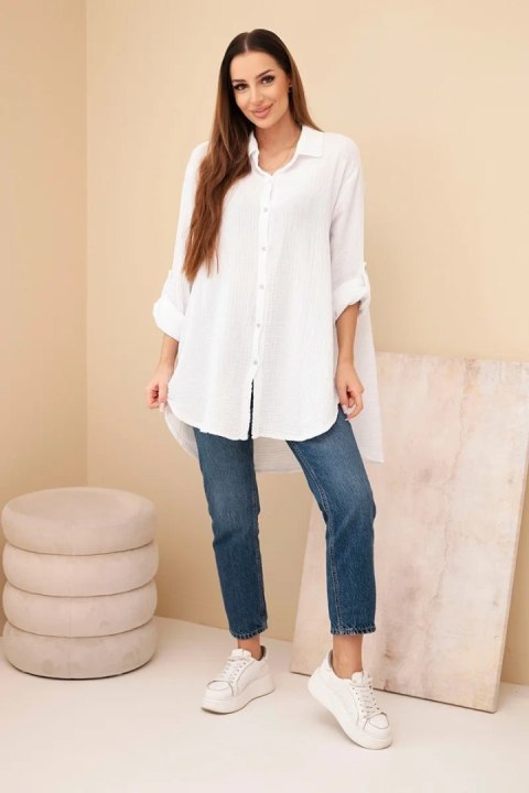 Koszula bawełniana muślinowa Plus Size biała