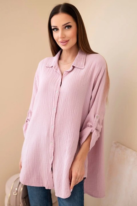 Koszula bawełniana muślinowa Plus Size ciemny pudrowy róż
