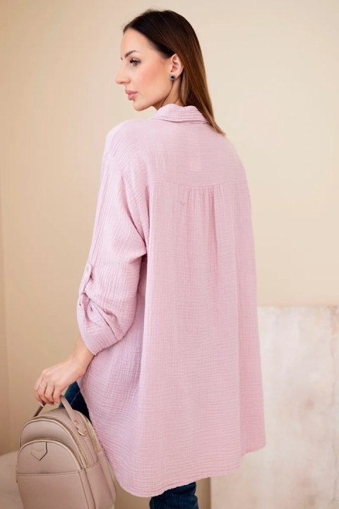Koszula bawełniana muślinowa Plus Size ciemny pudrowy róż