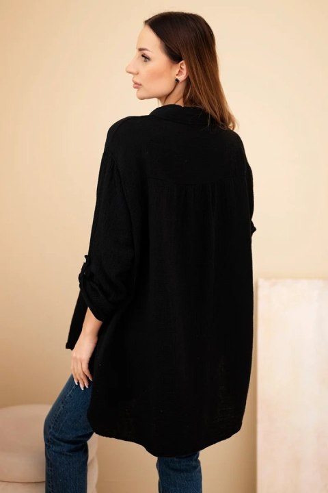 Koszula bawełniana muślinowa Plus Size czarna
