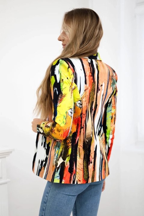 Marynarka bawełniana na guzik z nadrukiem camelowa