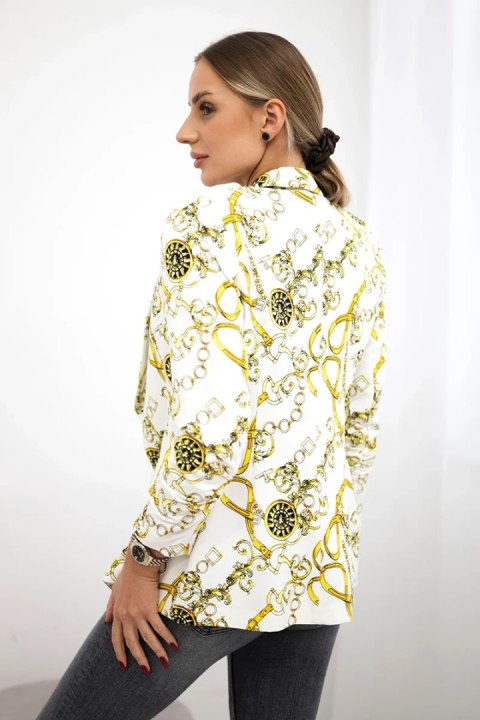 Marynarka bawełniana z kolorowym nadrukiem ecru+żółty