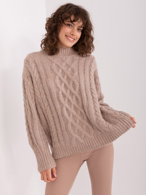 Sweter AT-SW-2363-2.30 ciemny bezowy