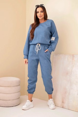 Komplet bluza + spodnie masełko jeansowy melanż