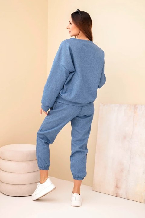 Komplet bluza + spodnie masełko jeansowy melanż