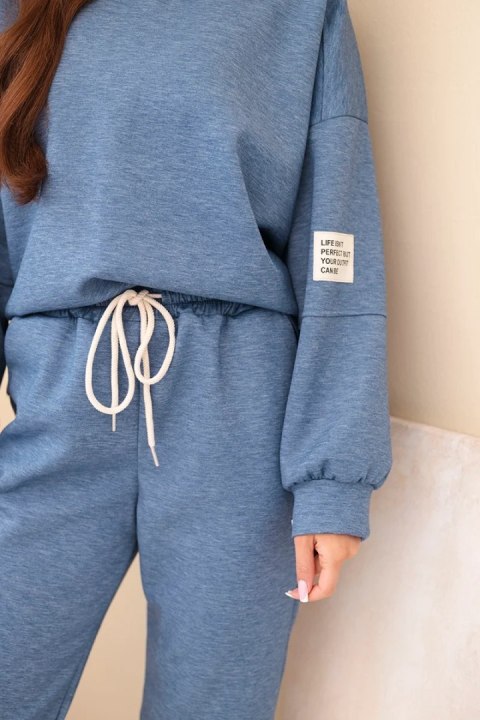 Komplet bluza + spodnie masełko jeansowy melanż