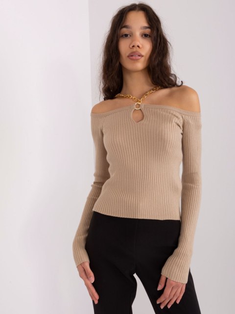 Sweter EM-SW-070921.49 ciemny bezowy M/L