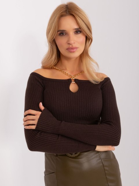 Sweter EM-SW-070921.49 ciemny brązowy S/M