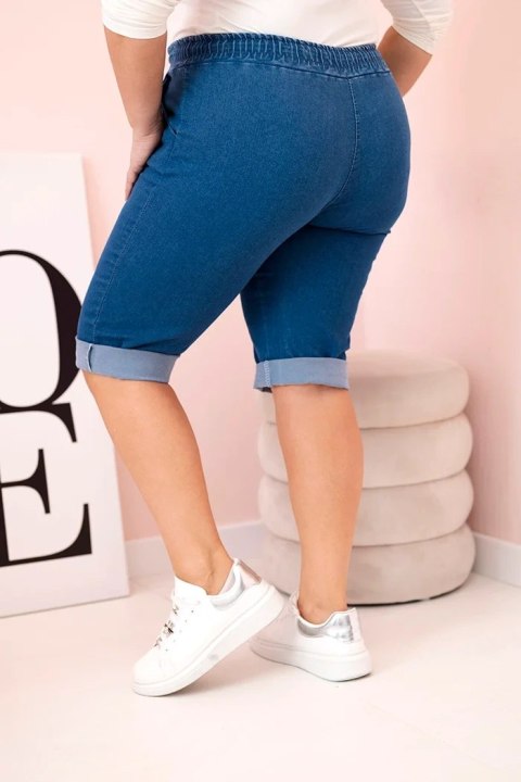 Spodenki damskie bawełniane Plus Size z wiązaniem jeansowe