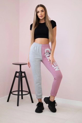 Spodnie damska dresowe z napisem QUEEN ciemno różowe