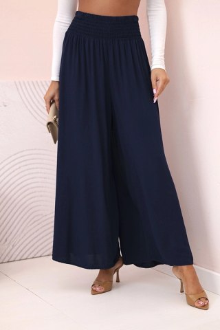 Spodnie damskie wiskozowe z elastycznym pasem granatowe