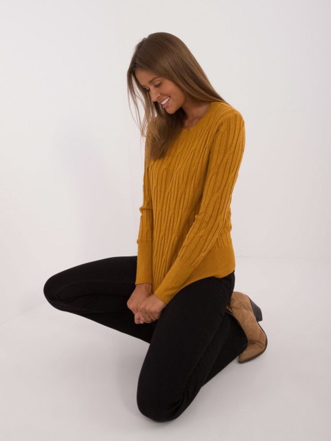 Sweter AT-SW-2338-2.00 ciemny żółty