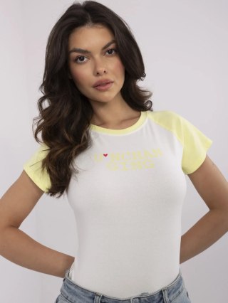T-shirt NM-TS-V7939.50 biało-żółty