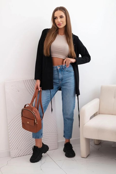 Bluza damska z kapturem i troczkiem na dole czarna