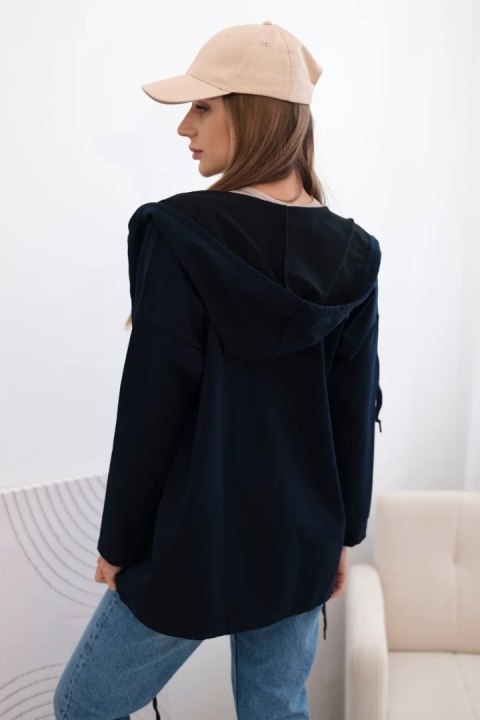 Bluza damska z kapturem i troczkiem na dole granatowa
