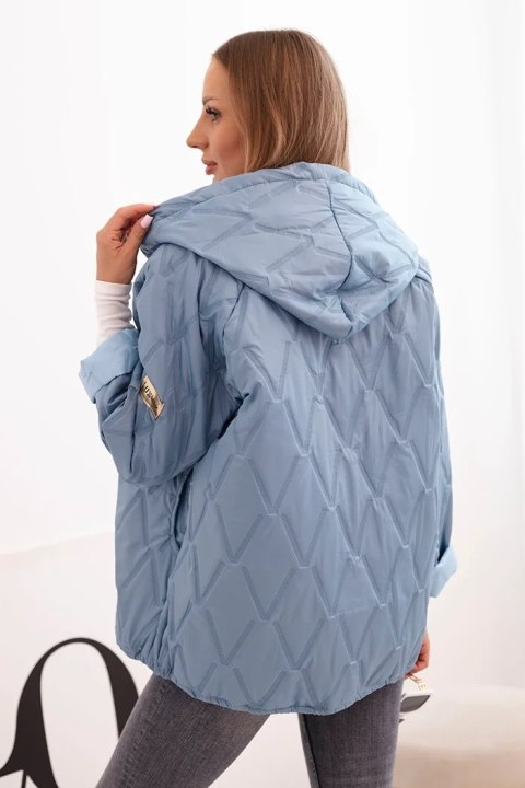 Kurtka damska pikowana z kapturem jasno jeansowa