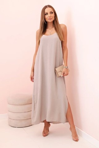 Sukienka długa na ramiączka fango