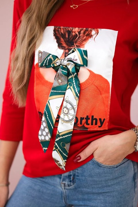 Bluzka z grafiką 3D Noteworthy czerwona